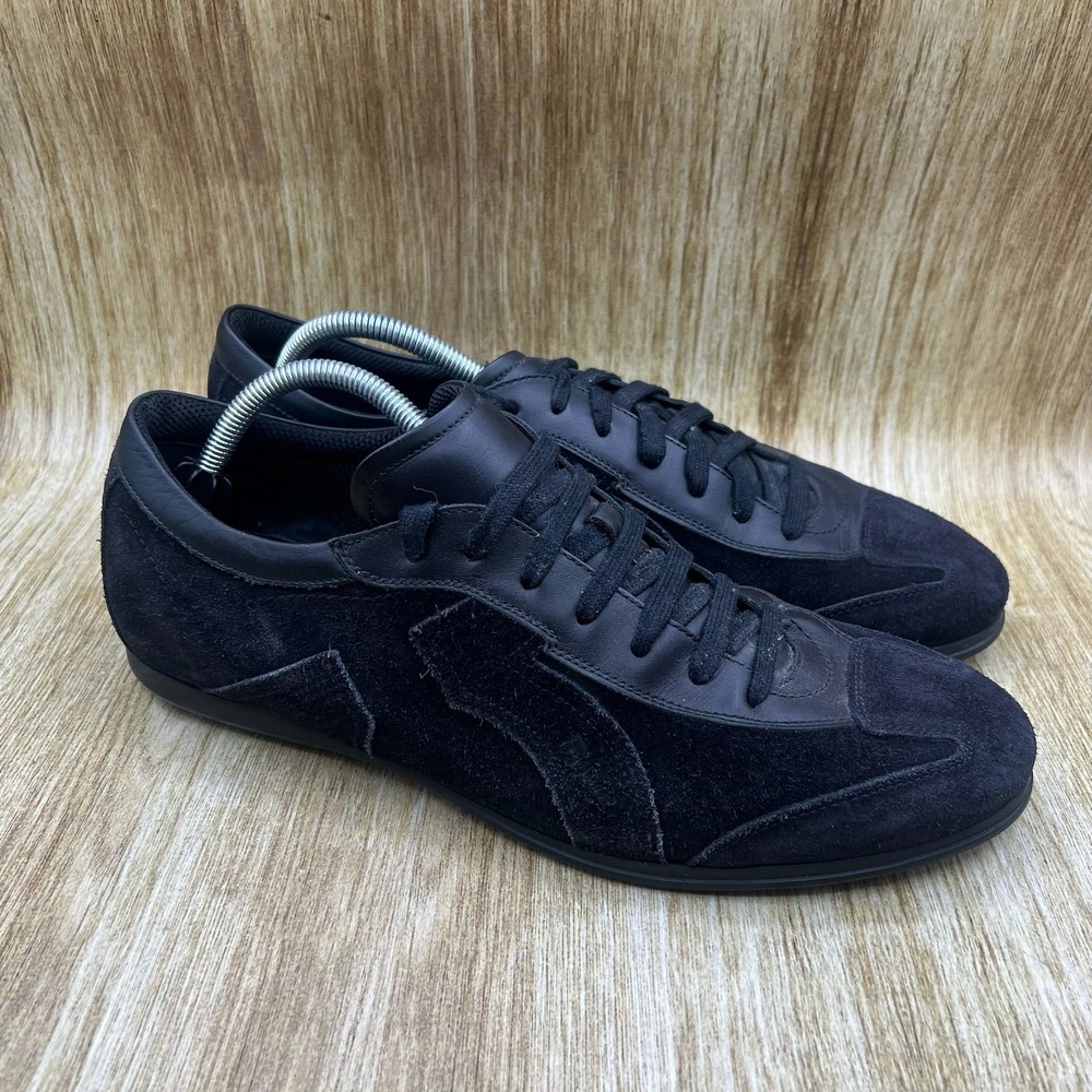 Salvatore Ferragamo Suede Sneakers Men's Size 11 Black Leather Low Top TZ 19539